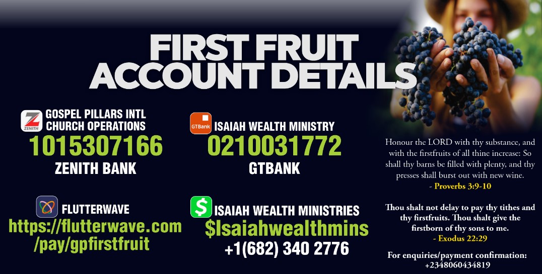 FIRST FRUIT AOUNT DETAILS